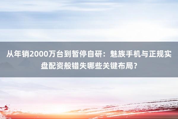 从年销2000万台到暂停自研：魅族手机与正规实盘配资般错失哪些关键布局？
