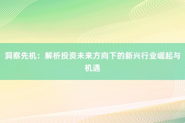 洞察先机：解析投资未来方向下的新兴行业崛起与机遇