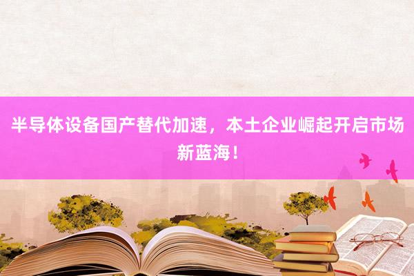 半导体设备国产替代加速，本土企业崛起开启市场新蓝海！