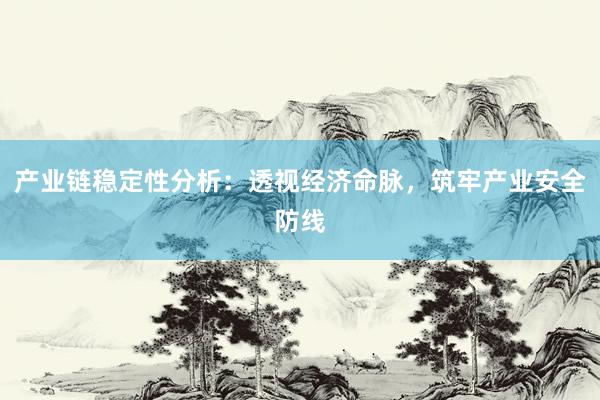 产业链稳定性分析：透视经济命脉，筑牢产业安全防线