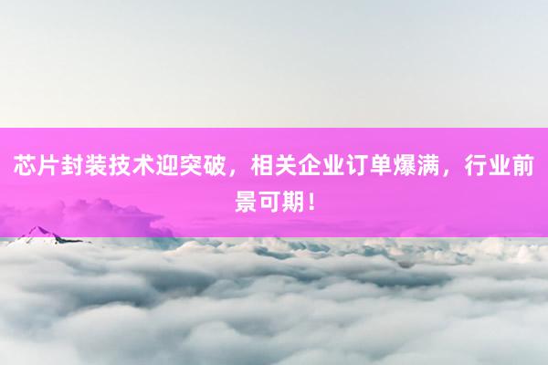 芯片封装技术迎突破，相关企业订单爆满，行业前景可期！