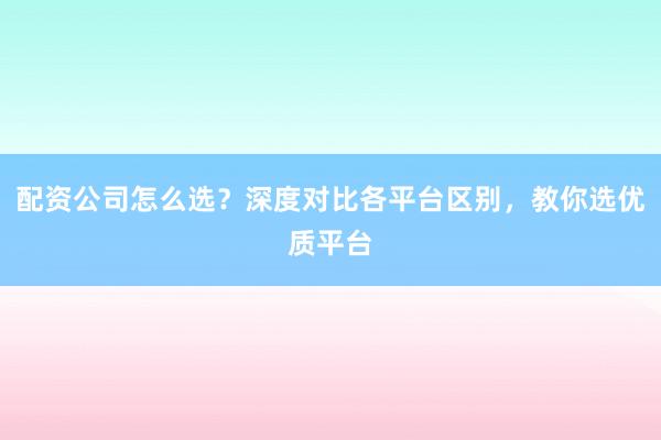 配资公司怎么选？深度对比各平台区别，教你选优质平台