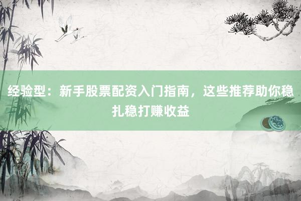 经验型：新手股票配资入门指南，这些推荐助你稳扎稳打赚收益
