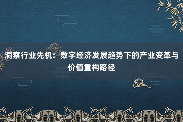 洞察行业先机:数字经济发展趋势下的产业变革与价值重构路径