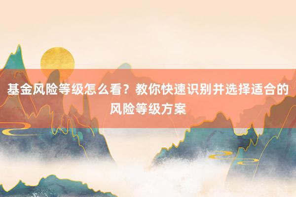 基金风险等级怎么看？教你快速识别并选择适合的风险等级方案